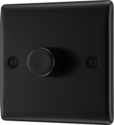 BG NFB81 Nexus Metal Matt Black 1 Gang 200W 2 Way Push On-Off Intelligent LED Dimmer Switch
