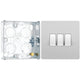 BG Evolve Brushed Steel 3 Gang 20A 16AX 2 Way Light Switch PCDBS43W with 25mm Steel Back Box