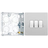 BG Evolve Brushed Steel 20A 16AX 2 Way Triple Light Switch PCDBS43W with 25mm Steel Back Box