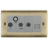 BG Nexus Antique Brass TV/FM/SAT + Return & 1 Gang Tel - Screened Triplex Socket NAB68G by British General (BG-NAB68G)