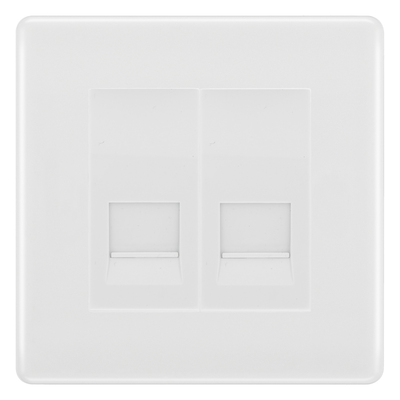 BG White Moulded Double Master Telephone Socket, Screw Terminal - White Insert by British General (BG-NWMBTMS2W)