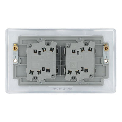 BG Nexus Polished Chrome 4 Gang 20A 16AX 2 Way Light Switch NPC44 with 35mm Steel Back Box