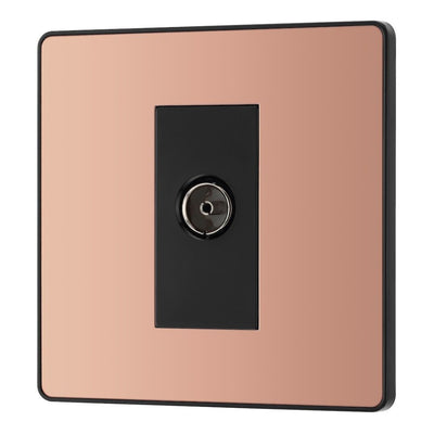 BG Evolve Polished Copper Single Co-Axial Socket PCDCP60B with 25mm Steel Back Box