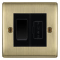 BG Nexus Antique Brass 2 Way Light Switch & 13A Fused Spur Plate | Black Insert