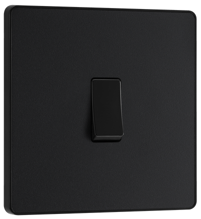 BG Evolve PCDMB12B Matt Black 1 Gang 20A 16AX 2 Way Light Switch-Black Insert by British General (BG-PCDMB12B-Shopify-SA_1)
