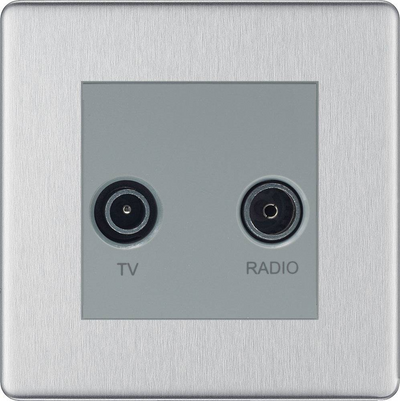 BG Screwless Brushed Steel TV & FM Socket FBS66G by BG Nexus (BG-FBS66G)
