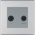 BG Screwless Brushed Steel TV & FM Socket FBS66G