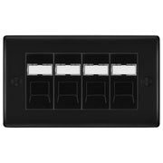 BG Nexus Matt Black 4 Gang RJ45 Cat6 Data Socket Outlet Black Inserts by British General (BG-NFBRJ454B)