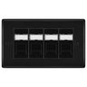 BG Nexus Matt Black 4 Gang RJ45 Cat6 Data Socket Outlet Black Inserts by British General (BG-NFBRJ454B)