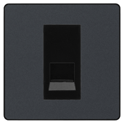 BG Evolve Matt Grey Single Secondary Telephone Socket, Screw Terminal - Black Insert by British General (BG-PCDMGEMS1B+EMBTSSB)