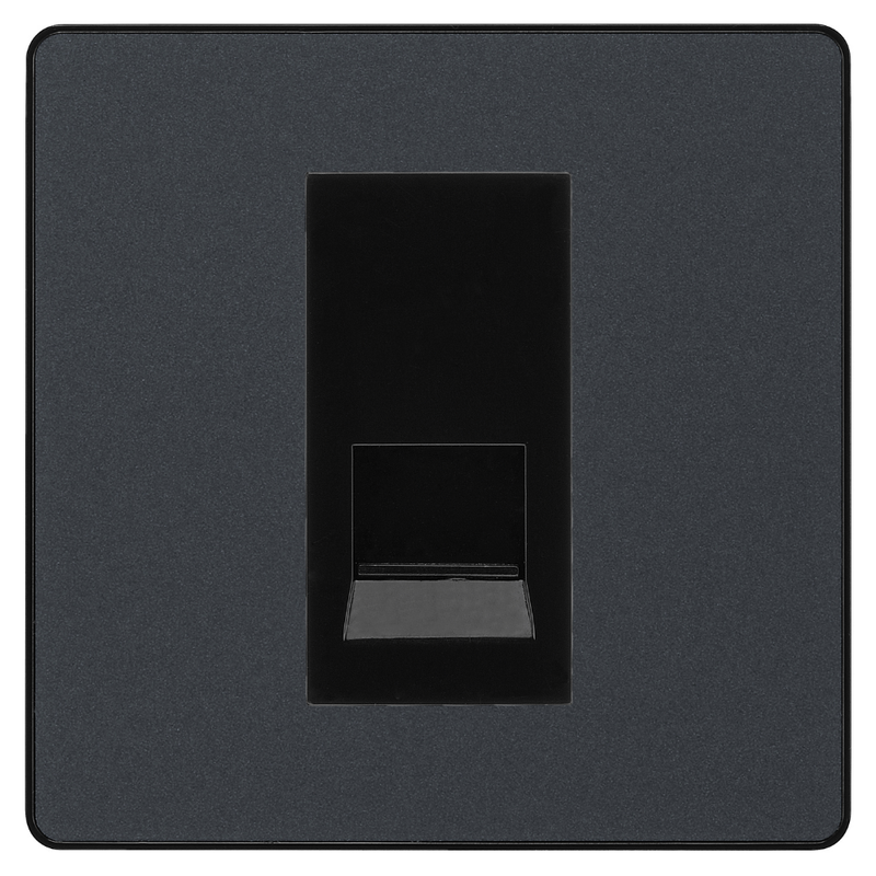 BG Evolve Matt Grey Single Secondary Telephone Socket, Screw Terminal - Black Insert