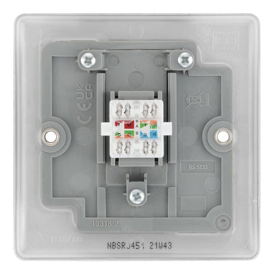 BG Brushed Steel 1 Gang RJ45 Single Data Outlet NBSRJ451 and 25mm Steel Back Box