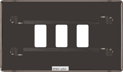 BG RFBN3 Nexus Screwless Grid Black Nickel 3 Module Front Plate