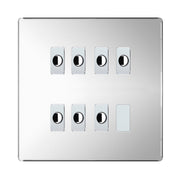 BG Nexus Screwless Polished Chrome 7 Gang Flex Outlet Socket by British General (BG-SCL-PC-7G-FLEX-OUTLET-SOCKET)