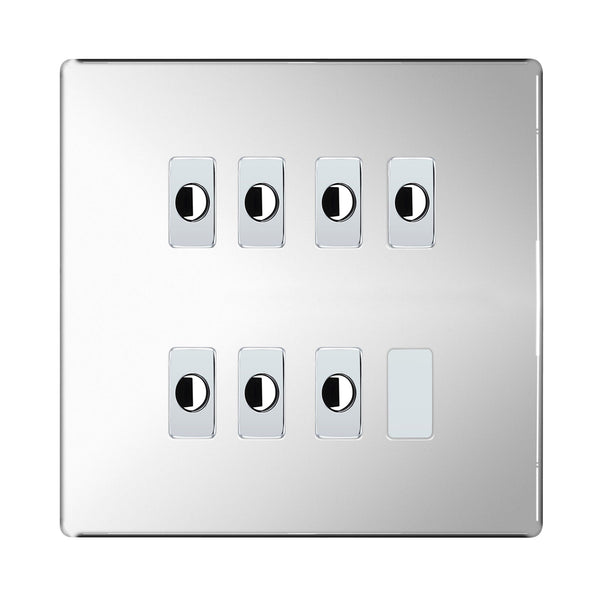 BG Nexus Screwless Polished Chrome 7 Gang Flex Outlet Socket