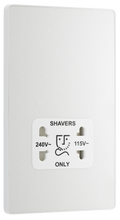 BG PCDCL20W Pearlescent White Evolve 115-240V Dual Voltage Shaver Socket - White Insert