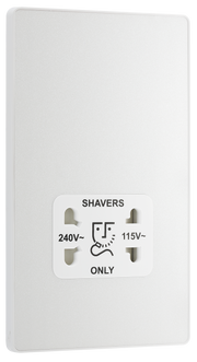 BG PCDCL20W Pearlescent White Evolve 115-240V Dual Voltage Shaver Socket - White Insert by British General (BG-PCDCL20W-Shopify-SA_1)