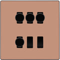 BG Evolve Polished Copper 6 Gang Switch 4x Trailing Edge LED Dimmer 2x 2Way Custom Grid Switch
