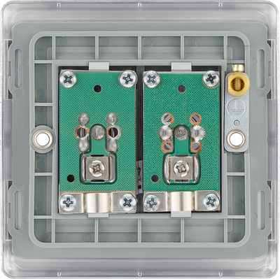 BG NBS65 Nexus Satellite and co-axial, 2 gang Brushed Steel Satellite Socket Outlets