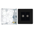 BG Screwless Matt Black 2 Gang Coaxial TV Socket FFB61 with 25mm Steel Back Box