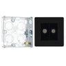 BG Screwless Matt Black 2 Gang Coaxial TV Socket FFB61 with 25mm Steel Back Box