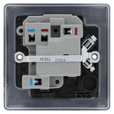 BG Nexus Matt Black 13A Neon Switched Fused Spur Unit NFB52 with 25mm Steel Back Box