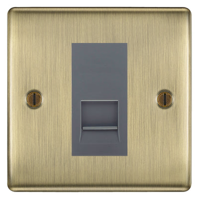 BG Nexus Antique Brass Single IDC Secondary Telephone Socket - Grey Insert by British General (BG-NABBTS1G)