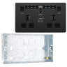 BG Evolve Black Chrome Double USB Socket with WiFi Extender PCDBC22UWRB with 25mm Steel Back Box by British General
