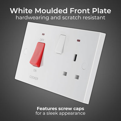 BG 970 Moulded Square Edge | White | 45A Switch 13A Switched Socket Neon Cooker Control Unit by British General (BG-970)