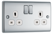 BG NPC22W Nexus Metal Polished Chrome 2 Gang 13A Switched Socket - White Insert by British General (BG-NPC22W-Shopify-SA_1)