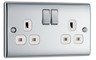 BG NPC22W Nexus Metal Polished Chrome 2 Gang 13A Switched Socket - White Insert by British General (BG-NPC22W-Shopify-SA_1)