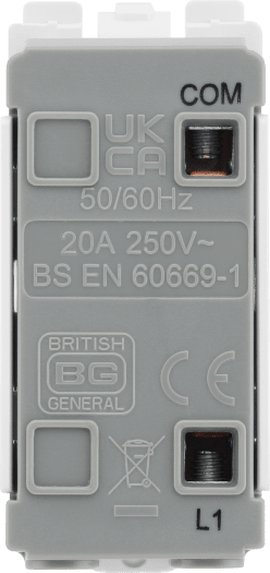 BG RPCDB14 Evolve Grid Black 20A 20AX 1 Way 1 Pole PRESS Retractive Switch Module
