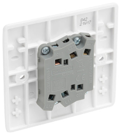 BG 842 Moulded Round Edge | White | 2 Gang 10AX 2 Way Plate Switch by British General (BG-842)