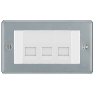 BG Metal Clad 3 Gang IDC Master Telephone Socket - White Insert