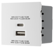 BG EMUSBAC45W Euro Module 2 Port A & C 45 USB Charging Module - White by British General (BG-EMUSBAC45W)