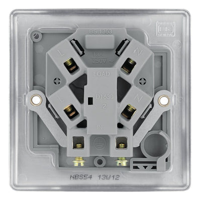 BG Nexus Brushed Steel 13A Unswitched Fused Connection Unit NBS54 with 25mm Steel Back Box