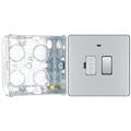 BG Screwless Polished Chrome 13A Switched Spur + Neon FPC52 with 35mm Steel Back Box