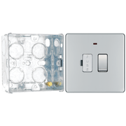 BG Screwless Polished Chrome 13A Switched Spur + Neon FPC52 with 35mm Steel Back Box