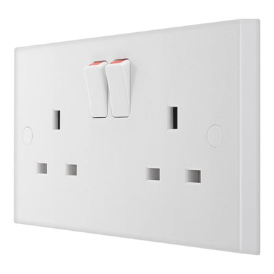 BG 922 Moulded Square Edge | White | 2 Gang 13A 1 Pole Switched Socket by British General (BG-922)