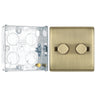 BG Nexus Antique Brass 200W 2 Way Double Trailing Edge Dimmer Switch NAB82 with 25mm Steel Back Box by British General (BG-NAB82+HGS02)