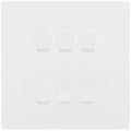 BG Evolve Pearlescent White 6 Gang Switch 4x Trailing Edge LED Dimmer, 1x Intermediate, 1x 2-Way Switch