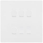 BG Evolve Pearlescent White 6 Gang Switch 4x Trailing Edge LED Dimmer, 1x Intermediate, 1x 2-Way Switch by British General (BG-Evolve-CL-6G-4x-Dimmer-1x-INT-1x-2Way)