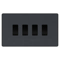 BG Evolve Matt Grey 4 Gang Custom Grid Light Switch Double Format
