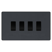 BG Evolve Matt Grey 4 Gang Custom Grid Light Switch Double Format by British General (BG-Evolve-MG-4G-CUSTOM-LIGHT-SWITCH)