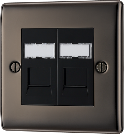 BG NBNRJ452 Nexus Metal Black Nickel 2 Gang RJ45 Data Outlet