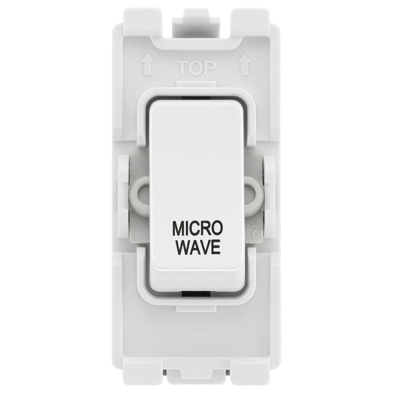 BG Evolve White RRMWPCDW 20A DP Appliance Grid Switch Labelled Microwave