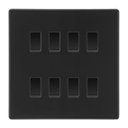 BG Matt Black Screwless 8 Gang 2 Way Custom Grid Light Switch with Back Box Included by British General (BG-SCL-MB-8G-CUSTOM-LIGHT-SWITCH)