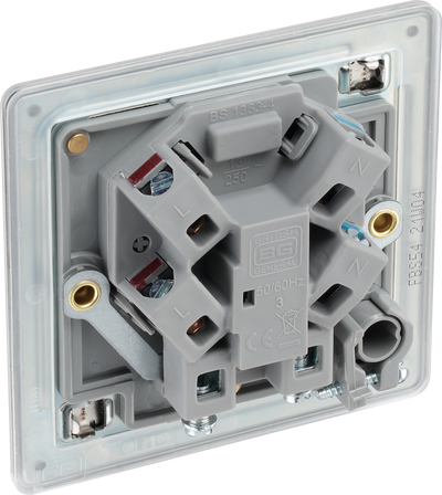 BG Electrical FBS54 Nexus Screwless Flat-Plate Unswitched Fused Connection Spur Unit Brushed Steel 13A