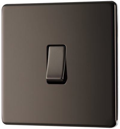 BG FBN12 Nexus Screwless Flat-Plate 2 Way 10A Single Light Switch Black Nickel
