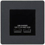 BG Evolve Matt Grey Dual USB Charger 3.1A Output Socket - Black Insert by British General (BG-PCDMGEMS2B+EMUSB3B)